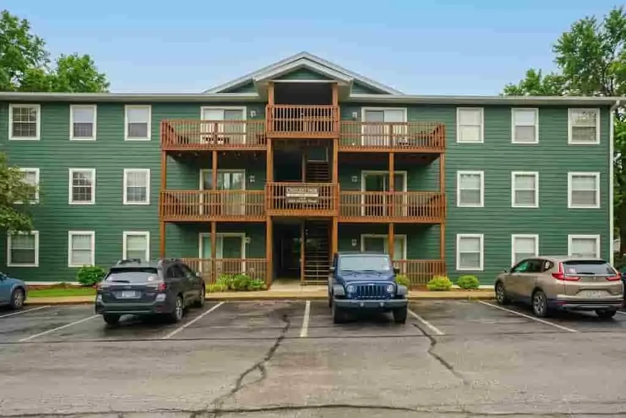 Apartment building near Indiana University campus representing student rental housing covered by pest control service in Bloomington, Indiana